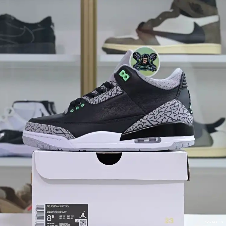 Glow Jordan 3 Green Kimikick Air 0820